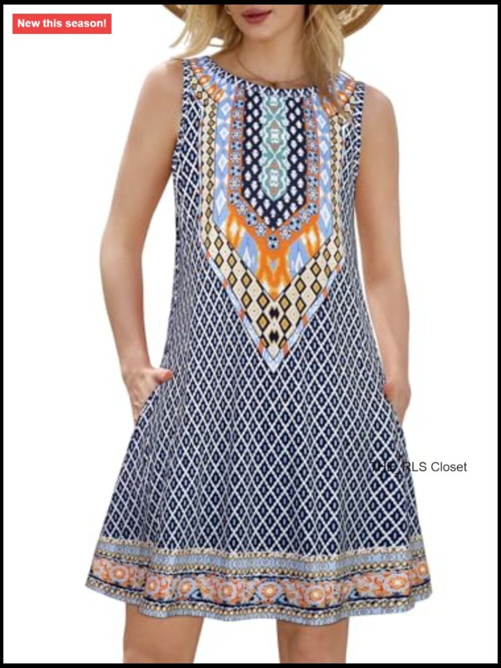 Cotton Polyester Sleeveless Floral A-Line Mini Dress with Pockets - Picture 2 of 7